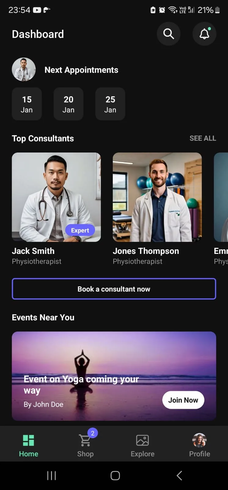 physiotherapy screenshot